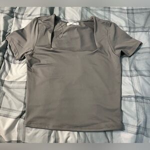Gray Square Neck Women's Top